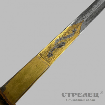 фото — шпага прусская пехотная офицерская с украшенным клинком, 19 век